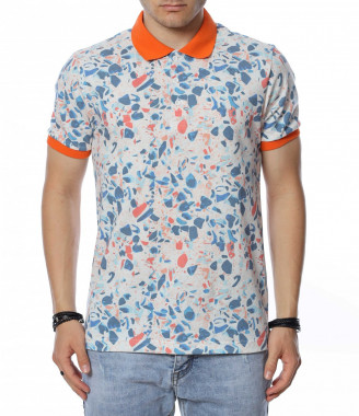 Тениска с яка и цветен...