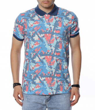 Тениска с яка и цветен...