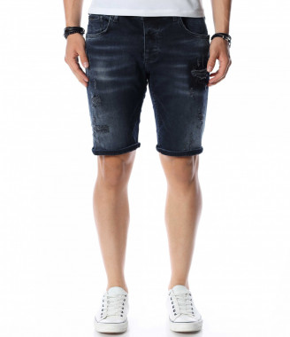 Тъмносини къси дънки с...