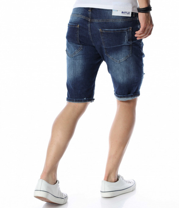 Тъмносини къси дънки 13846 - Син