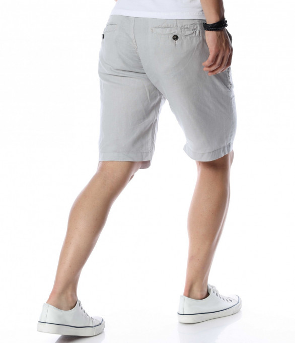 Летни ленени къси панталони 13760 - Сив