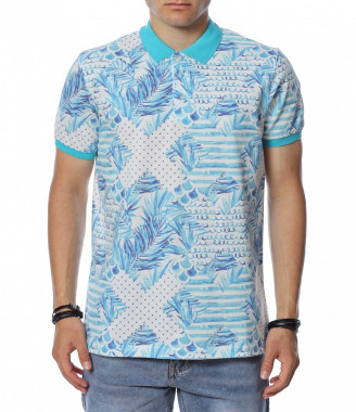 Поло тениска с цветна яка...