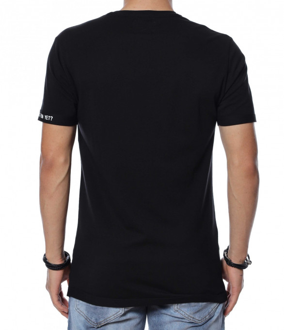 Тениска с преливащ надпис 13875 - Черен