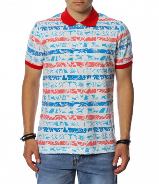 Блуза с яка с трицветен...