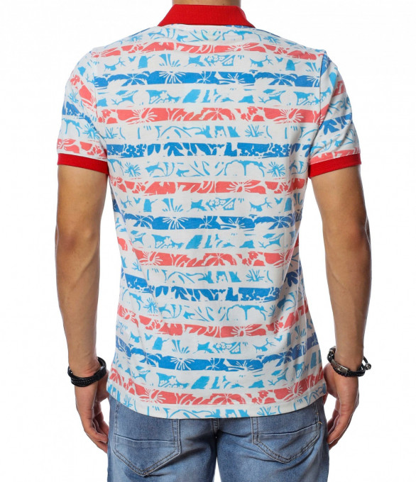 Блуза с яка с трицветен десен 13877 -...