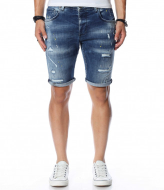 Вталени къси дънки 13902 - Син