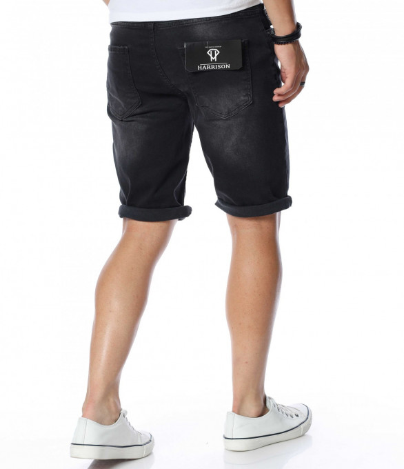 Изчистени къси дънки 13894 - Черен