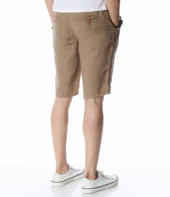 Къси панталони от лен 13960 - Бежов