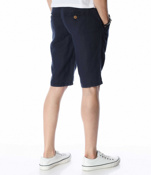 Къси панталони от лен 13960 - Тъмно син