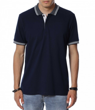 Поло тениска с контрастна...