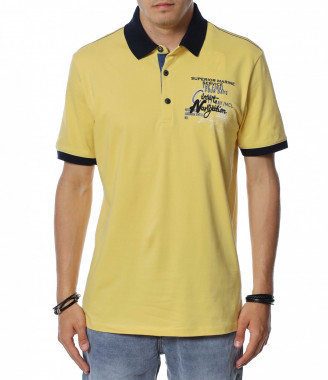 Тениска с яка с нашивки...