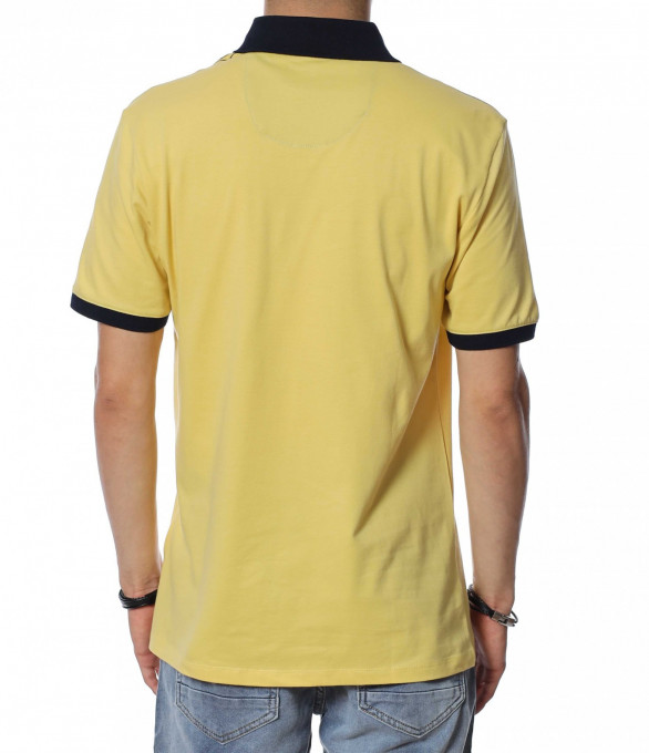 Тениска с яка с нашивки 13929 - Жълт