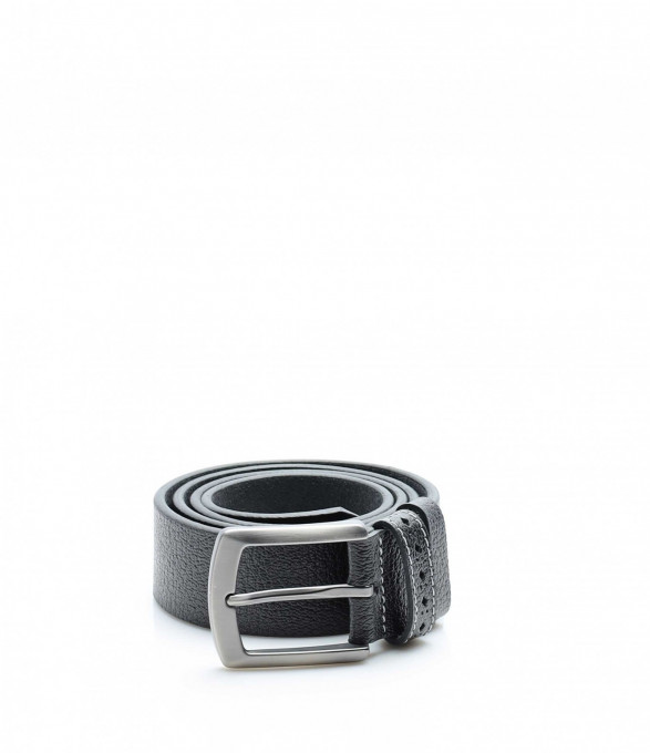 Стилен колан с бял кант 13954 - Черен