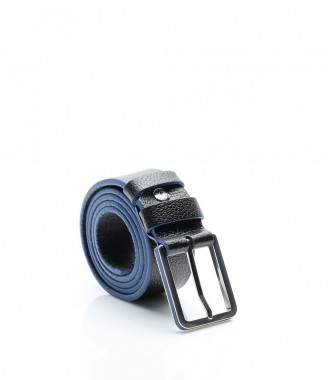 Кожен колан с декорация син...