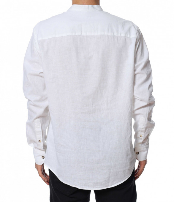 Ленена риза с попска яка 13970 - Бял