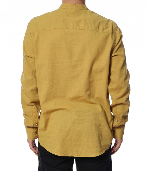 Ленена риза с попска яка 13970 - Жълт