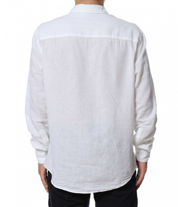 Ленена риза с дълъг ръкав 13969 - Бял