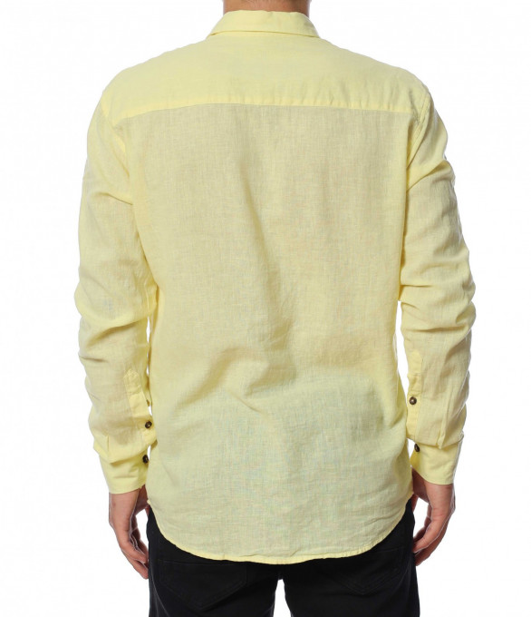 Ленена риза с дълъг ръкав 13969 - Жълт
