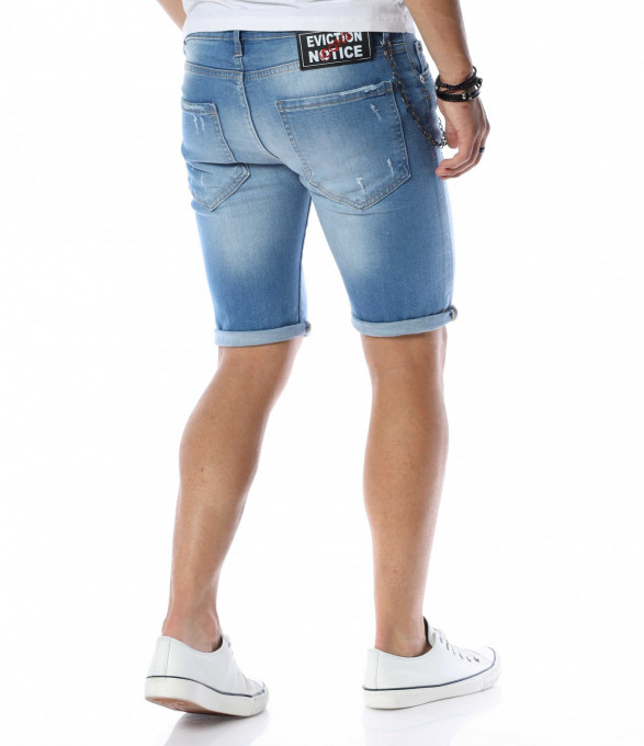 Светлосини къси дънки с декорация...