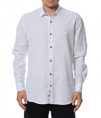 Бяла ленена риза с лого...