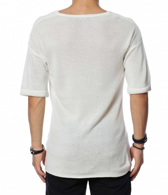 Мрежеста тениска с къс ръкав 13994 - Бял