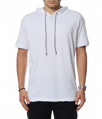 Тениска с качулка 14004 - Бял