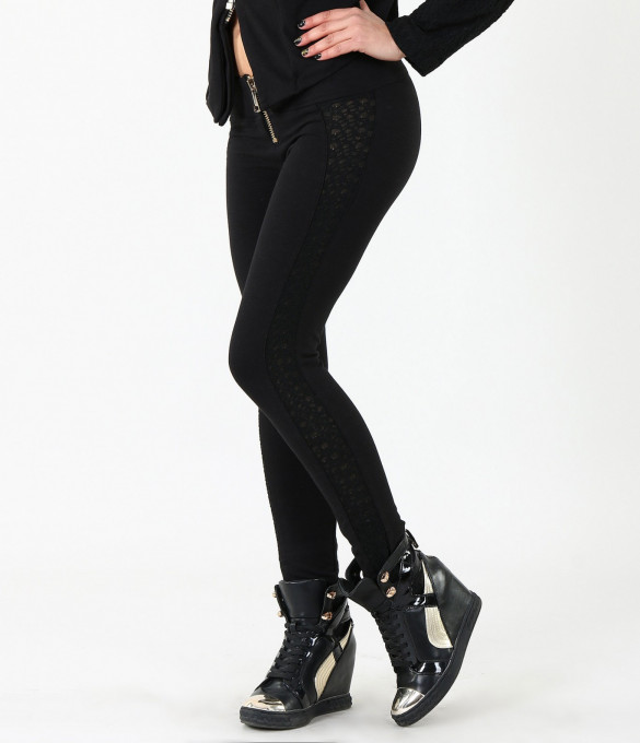 Дамски черен панталон-4307