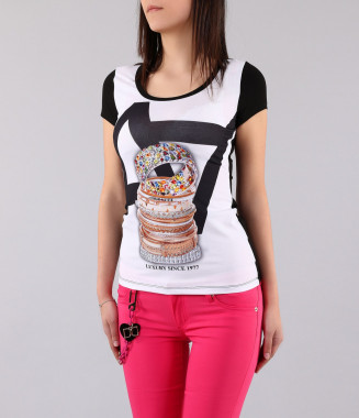 Дамска черно-бяла тениска