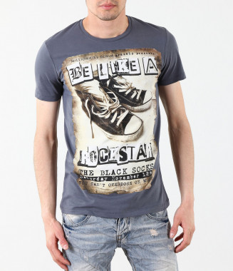 Мъжка тъмно сива тениска-4402