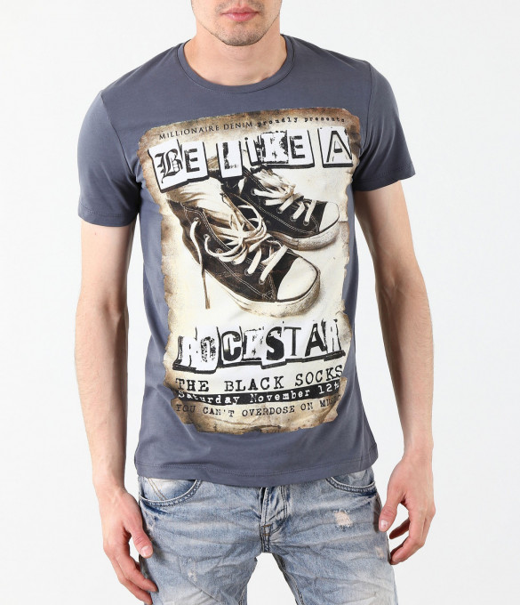 Мъжка тъмно сива тениска-4402